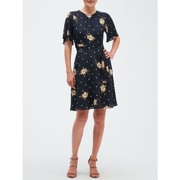 Banana Republic Navy Floral mini Dress Sz 6 - Picture 1 of 6